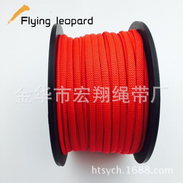 宏翔绳带厂家直销 3mm勾边绳空心红色涤纶编织绳 服装装饰束口绳